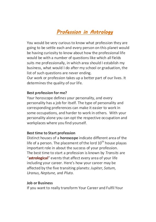 profession by astrology